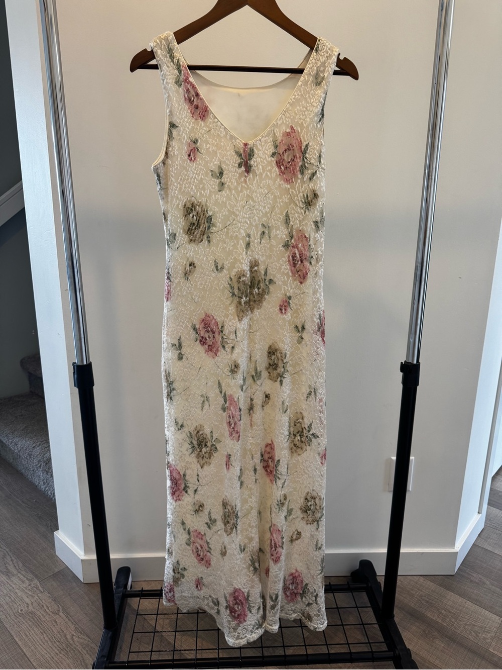 90s/Y2K Amoretti Lace Dress in Ivory, Pink & Olive - Picture 3 of 6